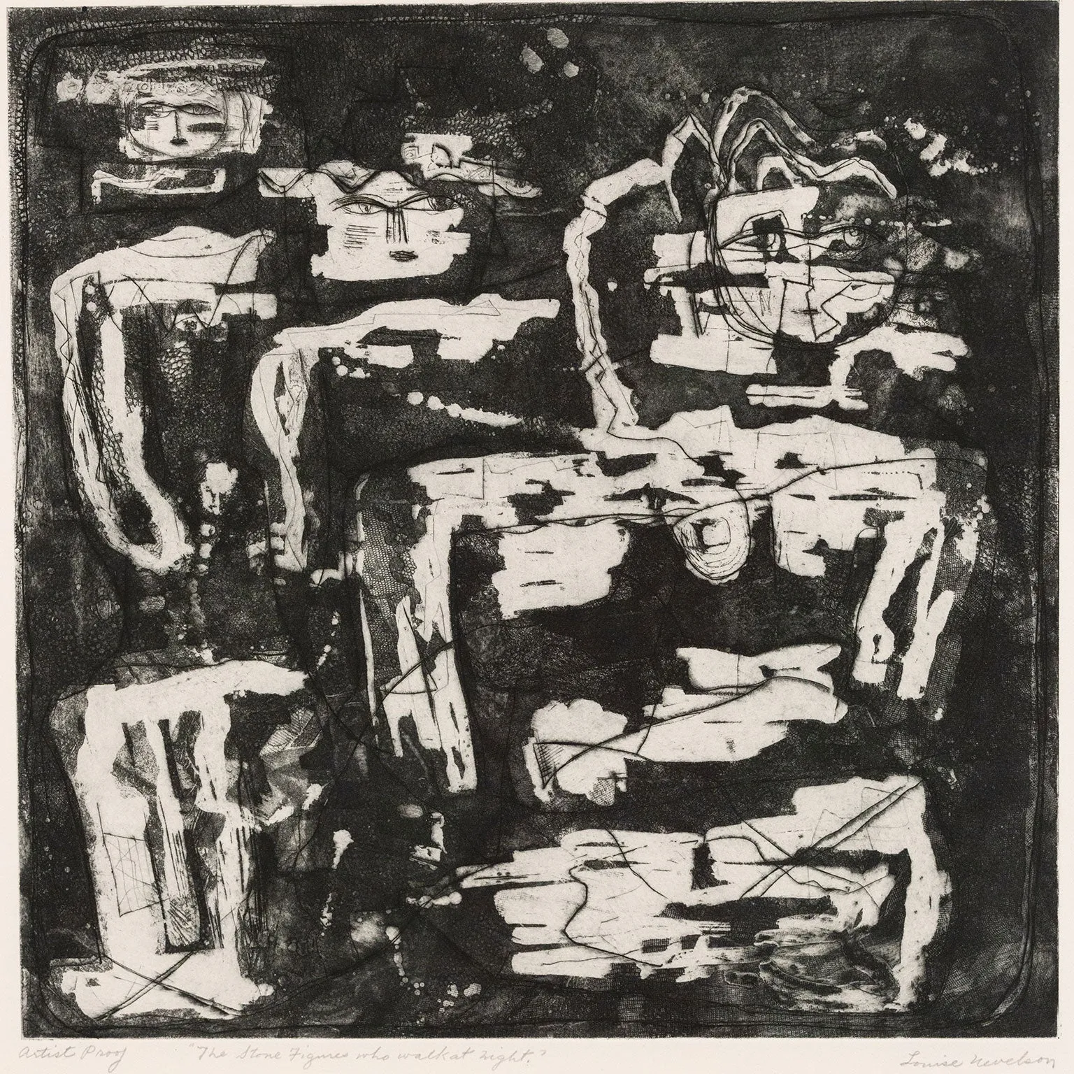LOUISE NEVELSON “THE STONE FIGURES THAT WALK AT NIGHT” 1953