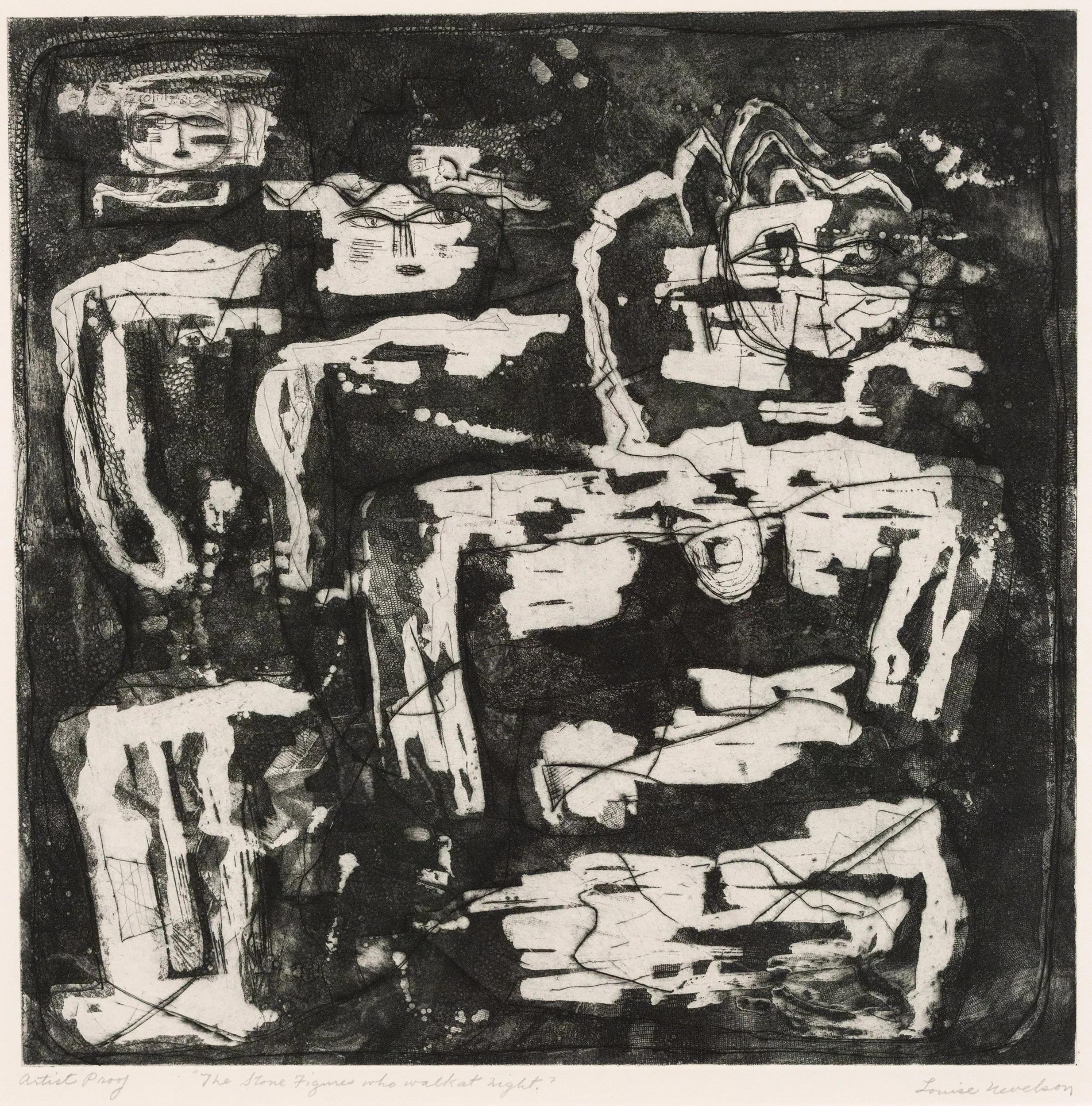 LOUISE NEVELSON “THE STONE FIGURES THAT WALK AT NIGHT” 1953