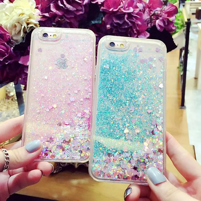 Love Heart Stars Liquid Glitter Case