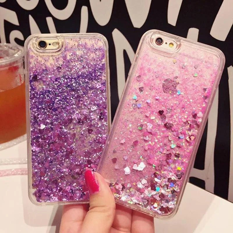 Love Heart Stars Liquid Glitter Case