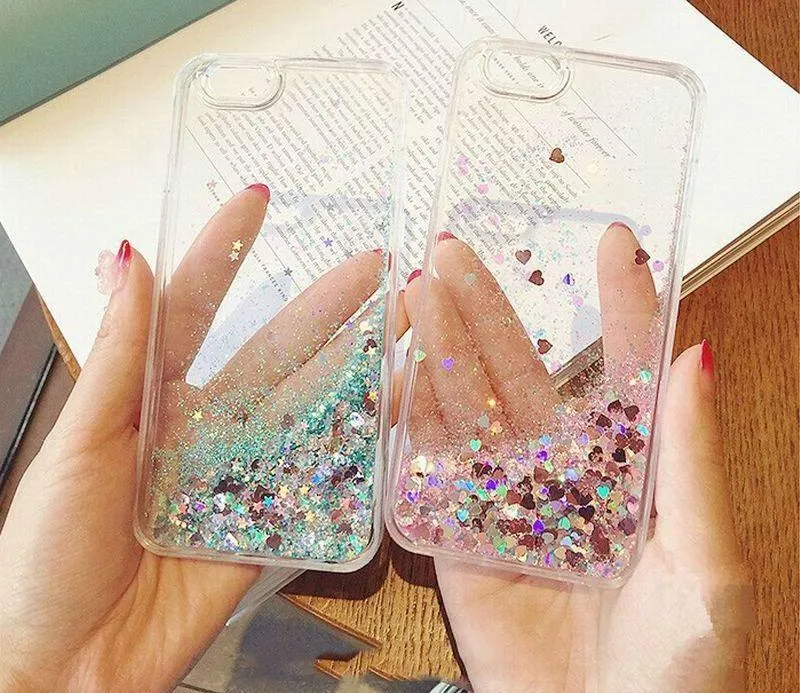 Love Heart Stars Liquid Glitter Case