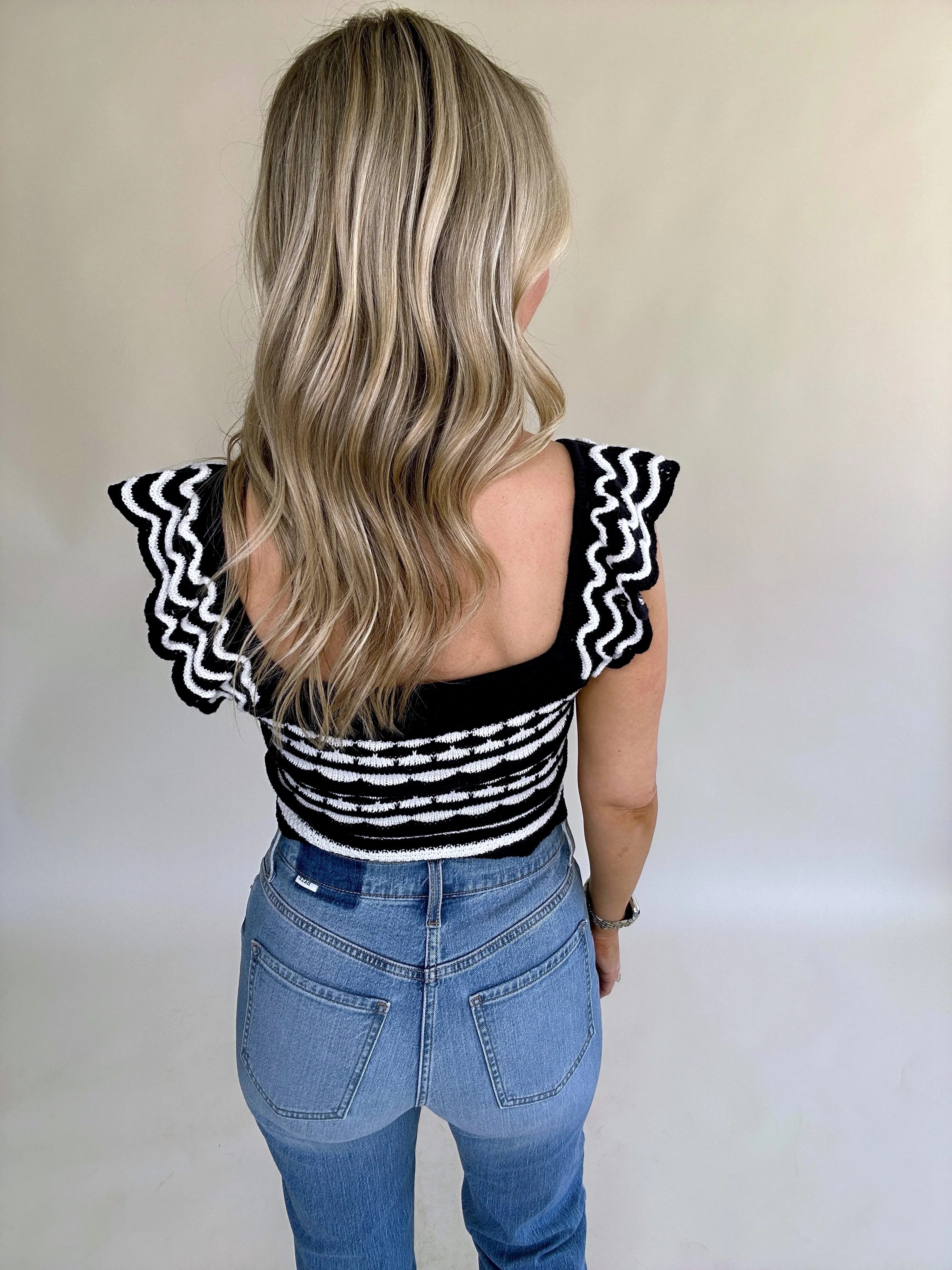 Main Character Knit Crop Top - Navy