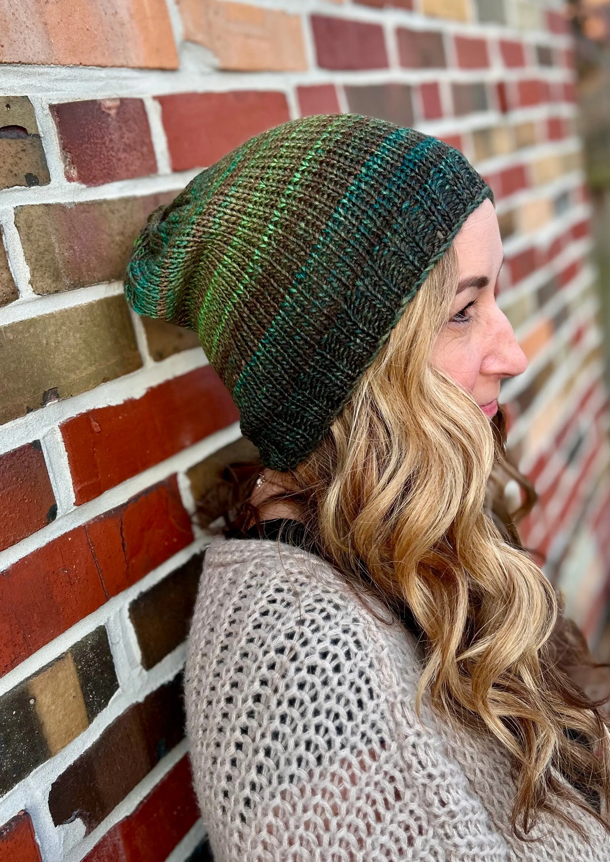 Marble Slouch Knit Beanie