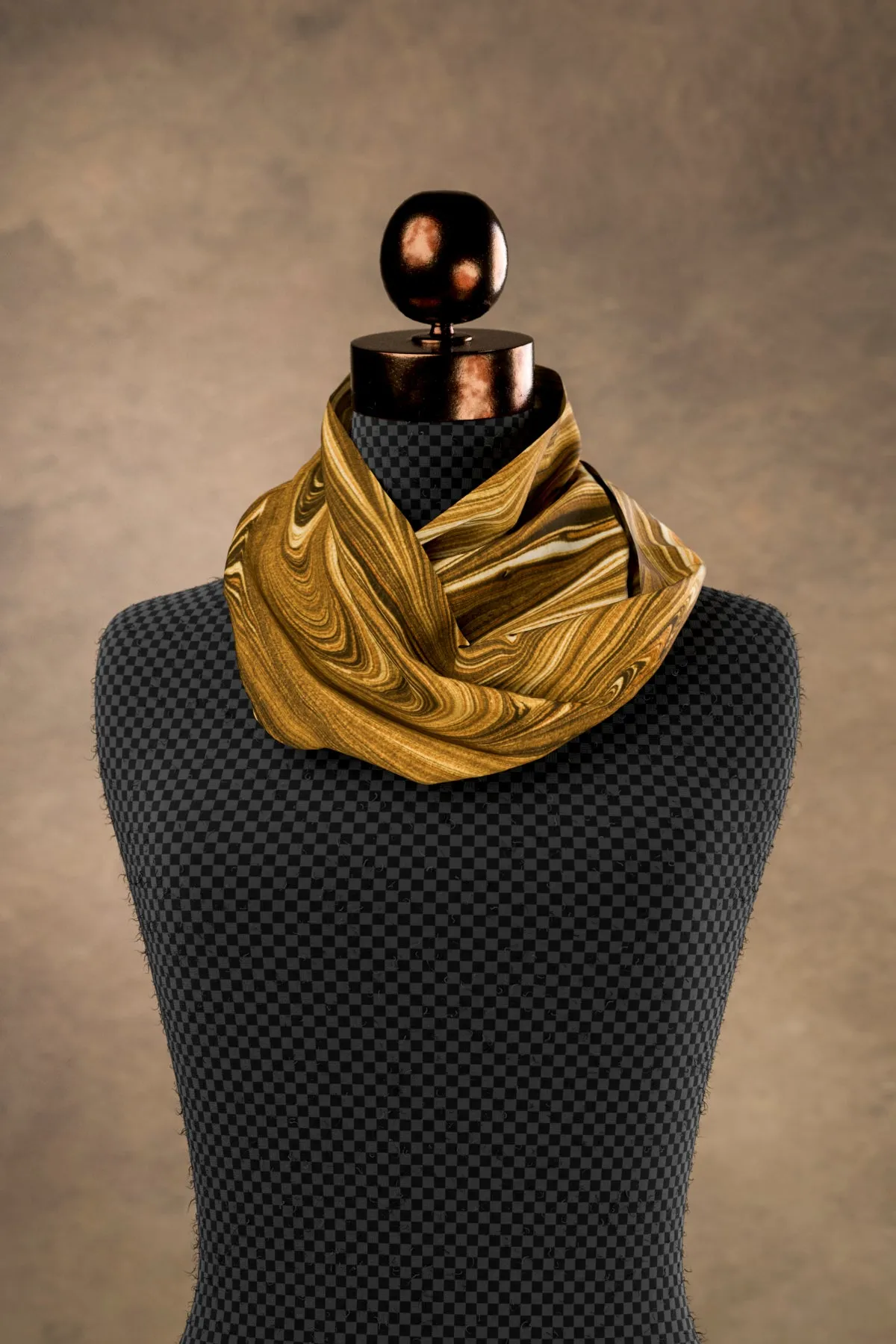 Marbled Twill Sepia Square Scarf