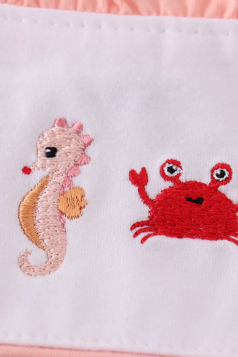 Marine Creature Embroidery Stripe Bubble