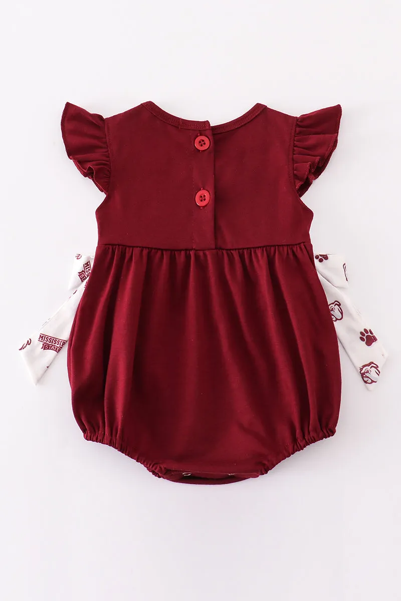 Maroon Mississippi Embroidery Girl Bubble