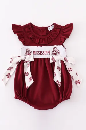 Maroon Mississippi Embroidery Girl Bubble