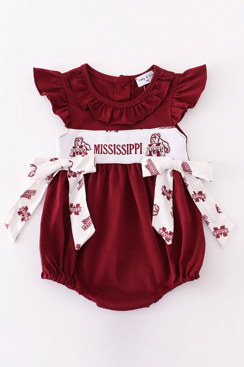Maroon Mississippi Embroidery Girl Bubble