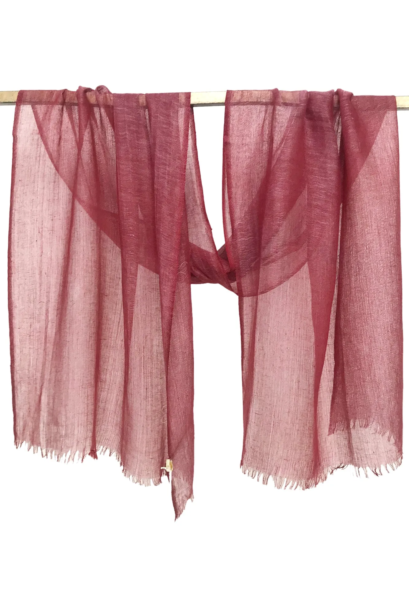 Maroon Silk Linen Cashmere Scarf