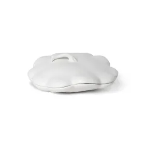 Matte White Lidded Ceramic Pumpkin Bowl Small