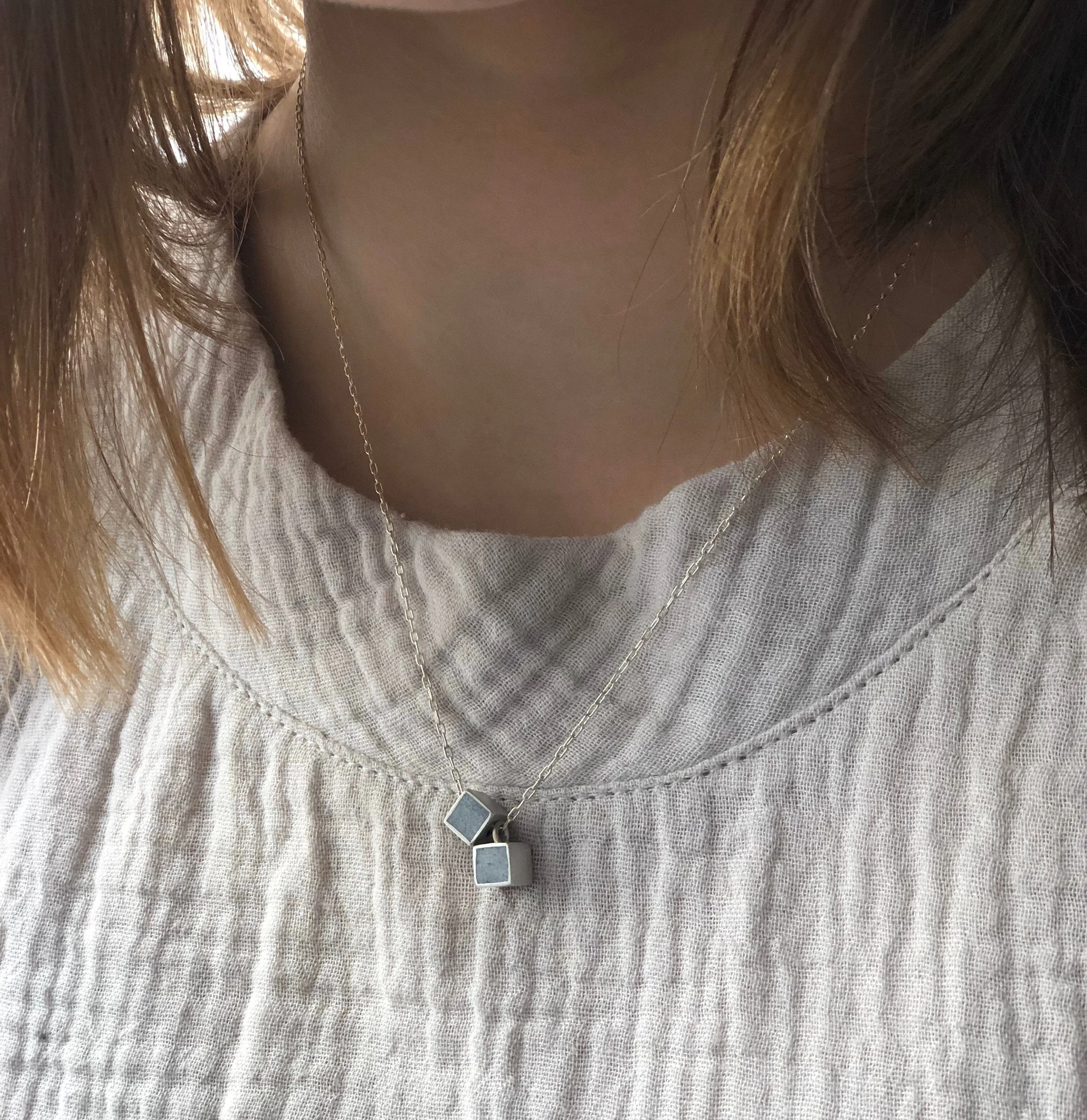 Minimalist Double cube Necklace