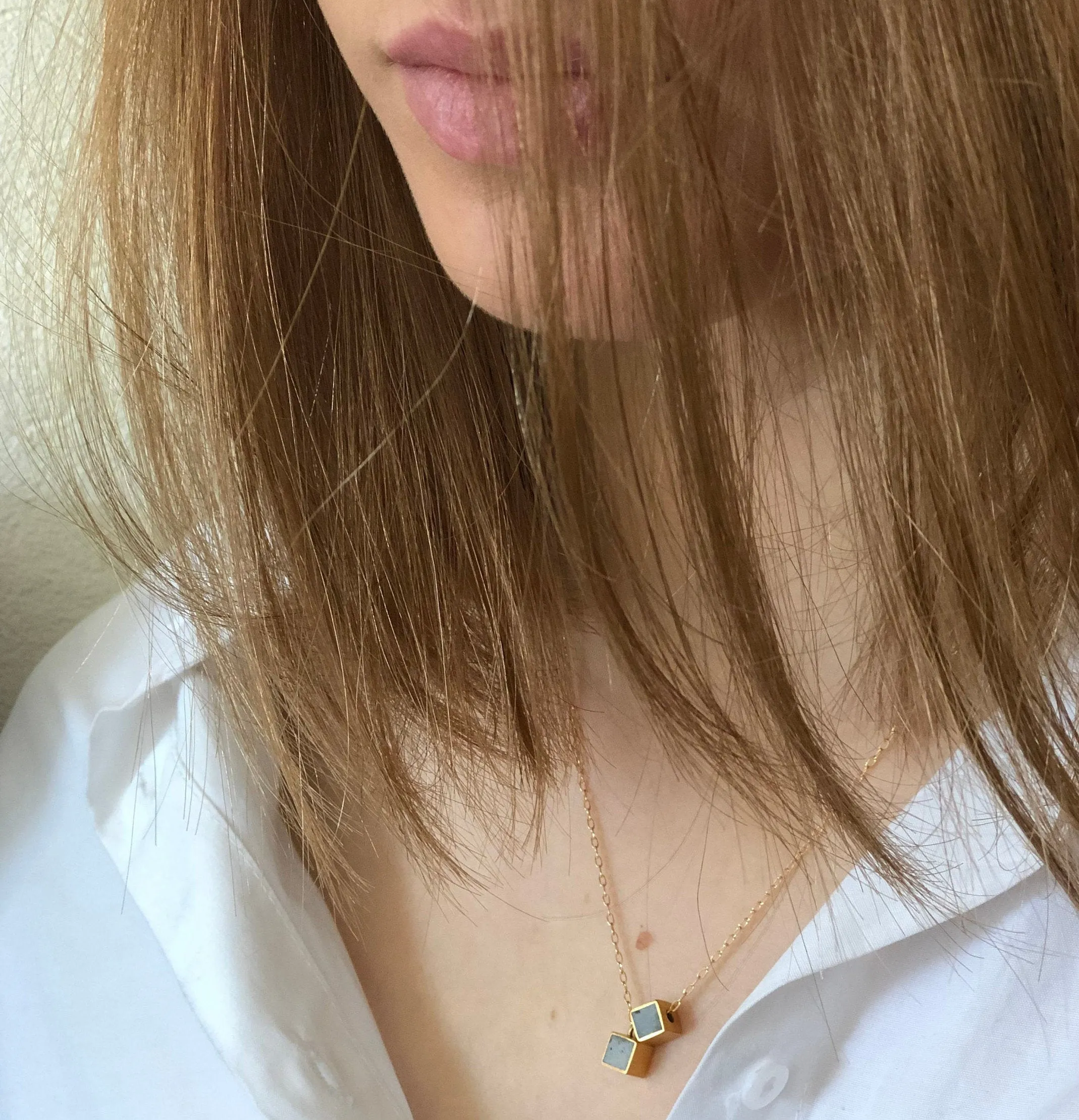 Minimalist Double cube Necklace