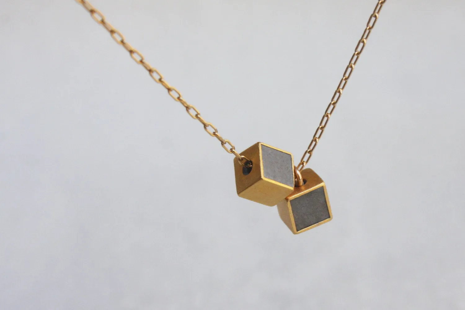Minimalist Double cube Necklace