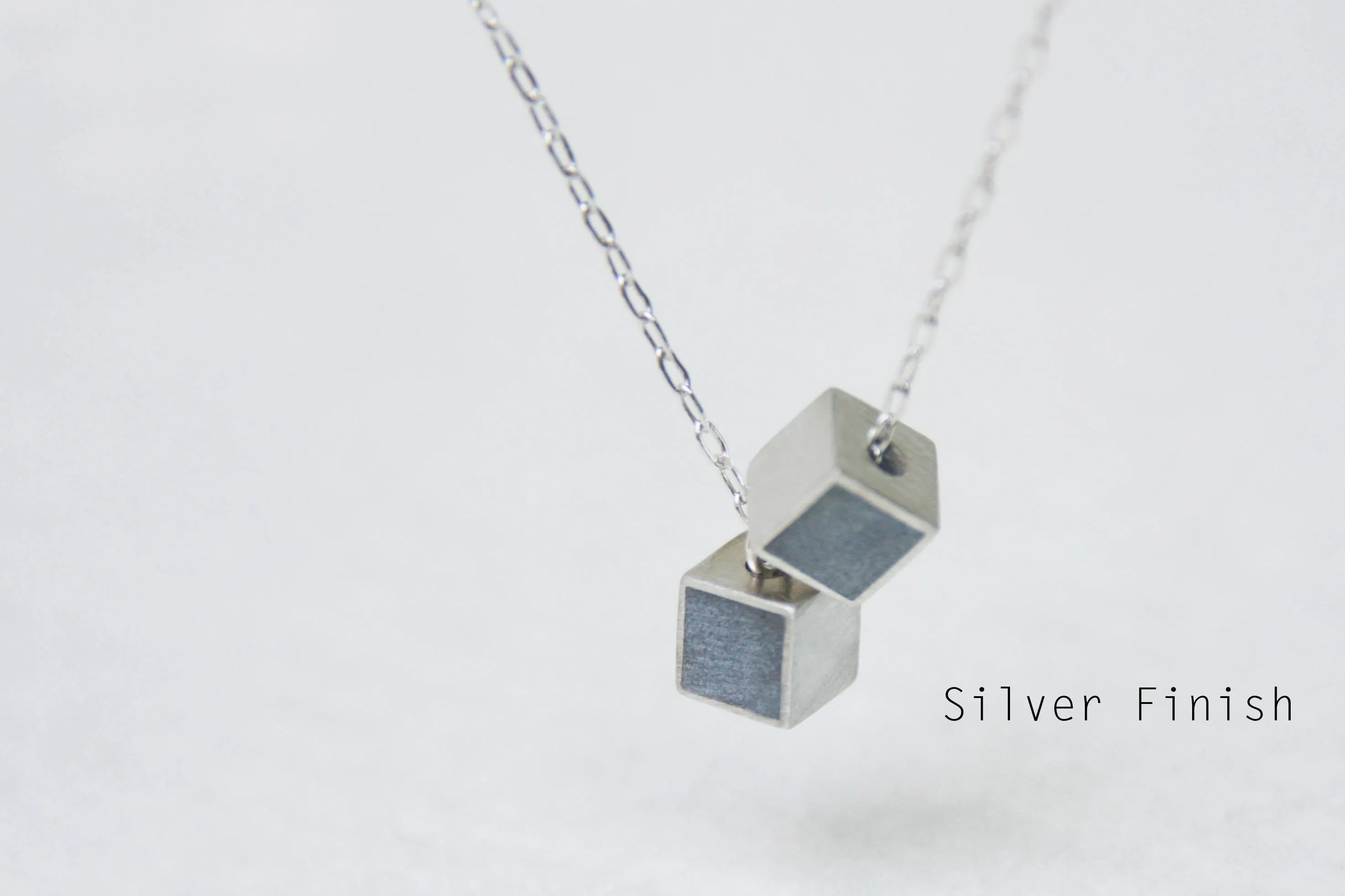 Minimalist Double cube Necklace