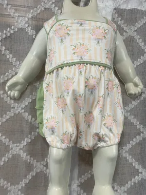 Mint green floral Onesie Romper w/Ruffle