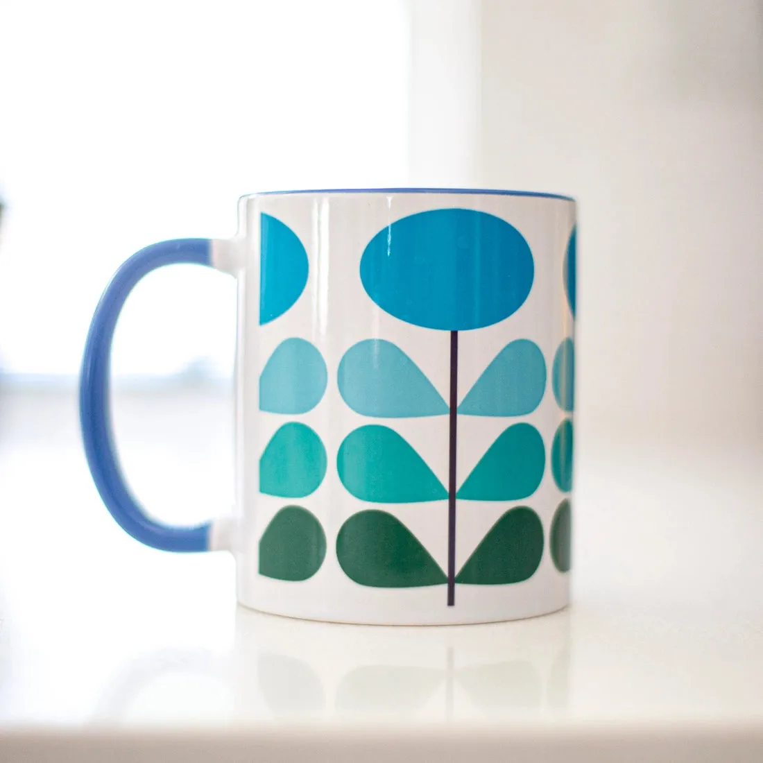 Mod Lounge Paper Company Mod Blue Flower Coffee Mug 11oz