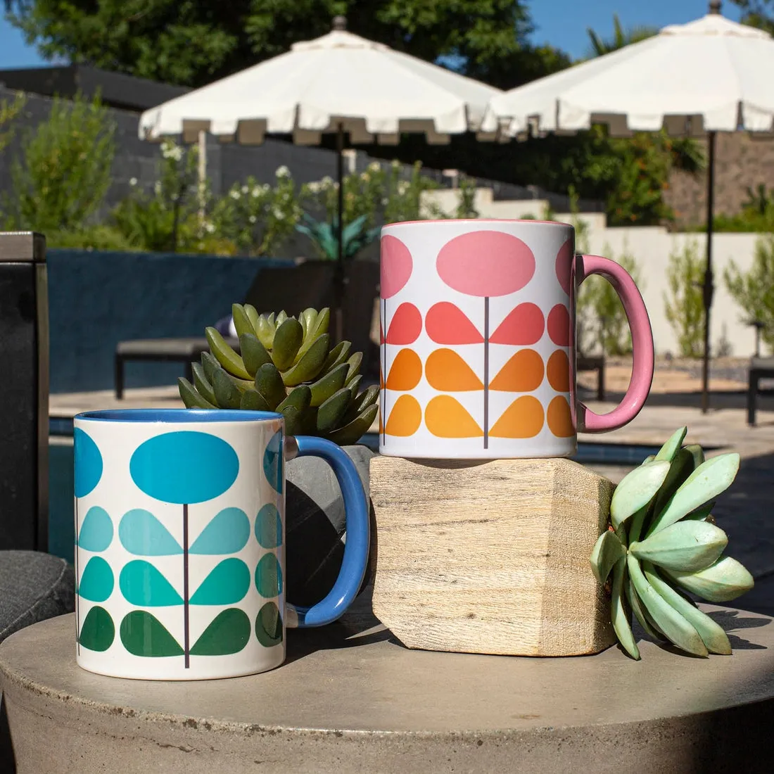 Mod Lounge Paper Company Mod Blue Flower Coffee Mug 11oz