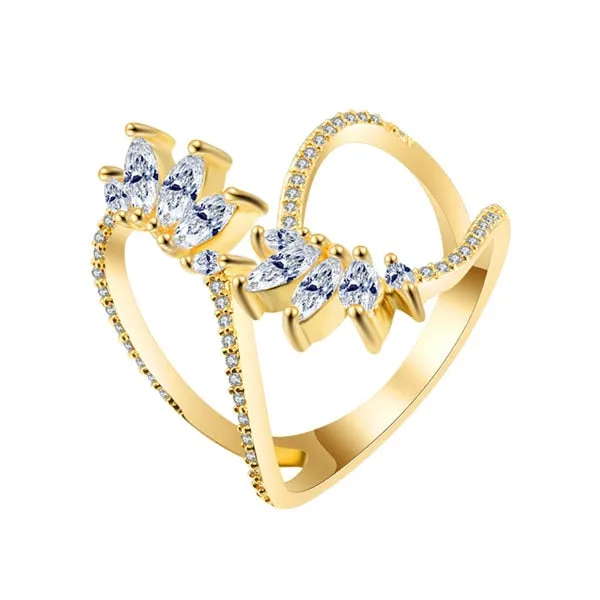 Modern Minimalist Crystal Open Ring