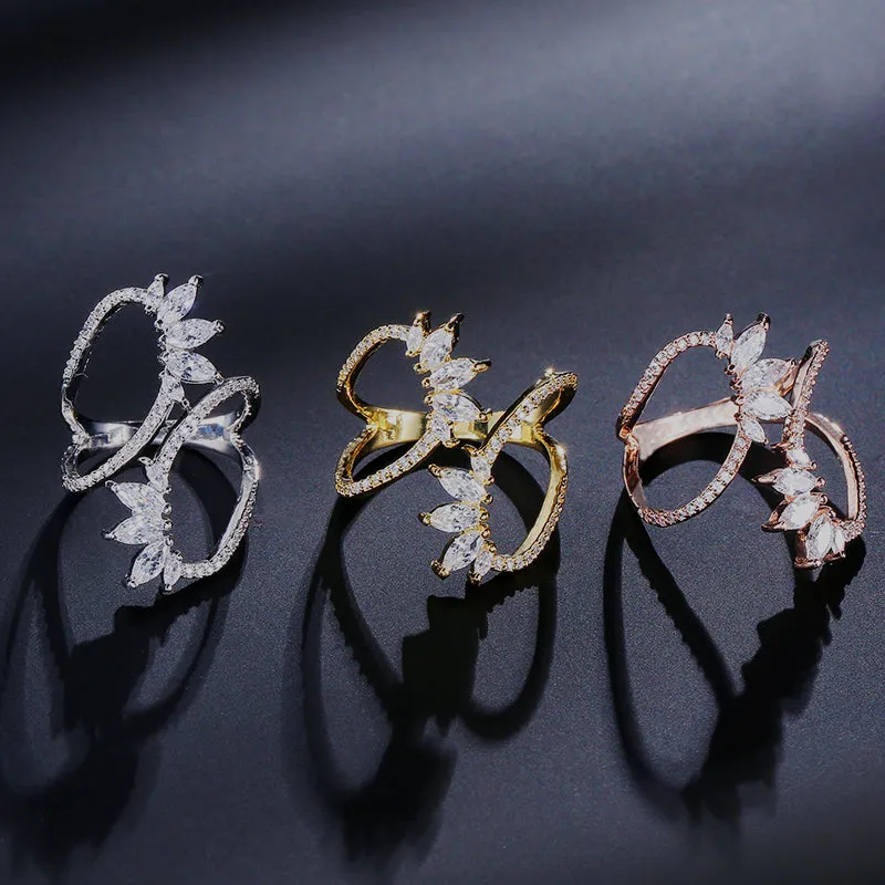 Modern Minimalist Crystal Open Ring