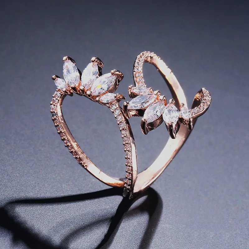 Modern Minimalist Crystal Open Ring
