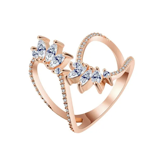 Modern Minimalist Crystal Open Ring