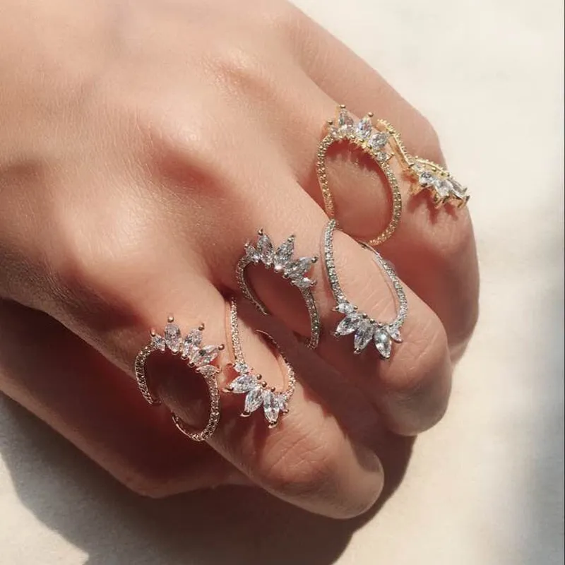 Modern Minimalist Crystal Open Ring