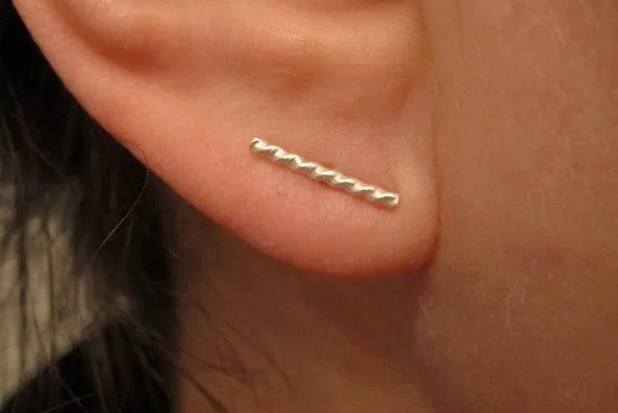 Modern Minimalist Elegance Twist Bar Stud Earring - 0068