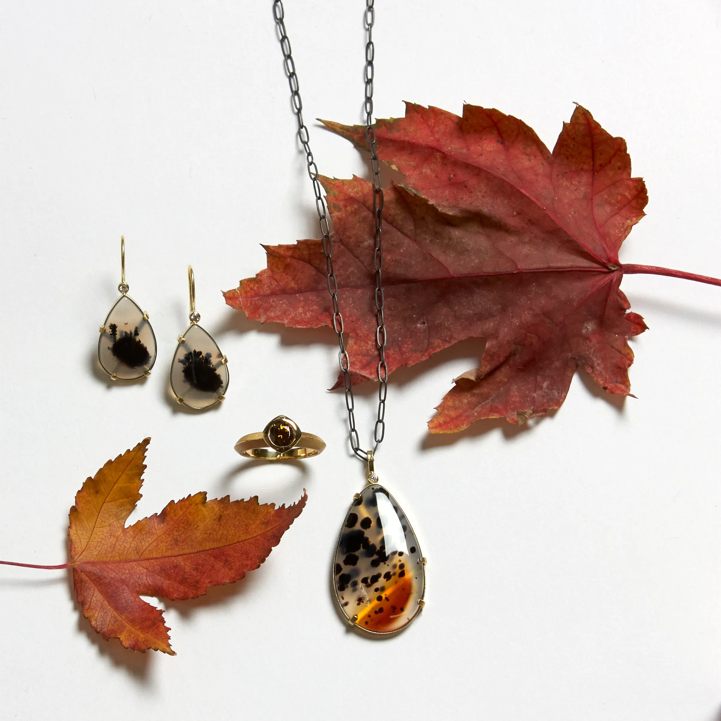 montana agate pear drop earrings