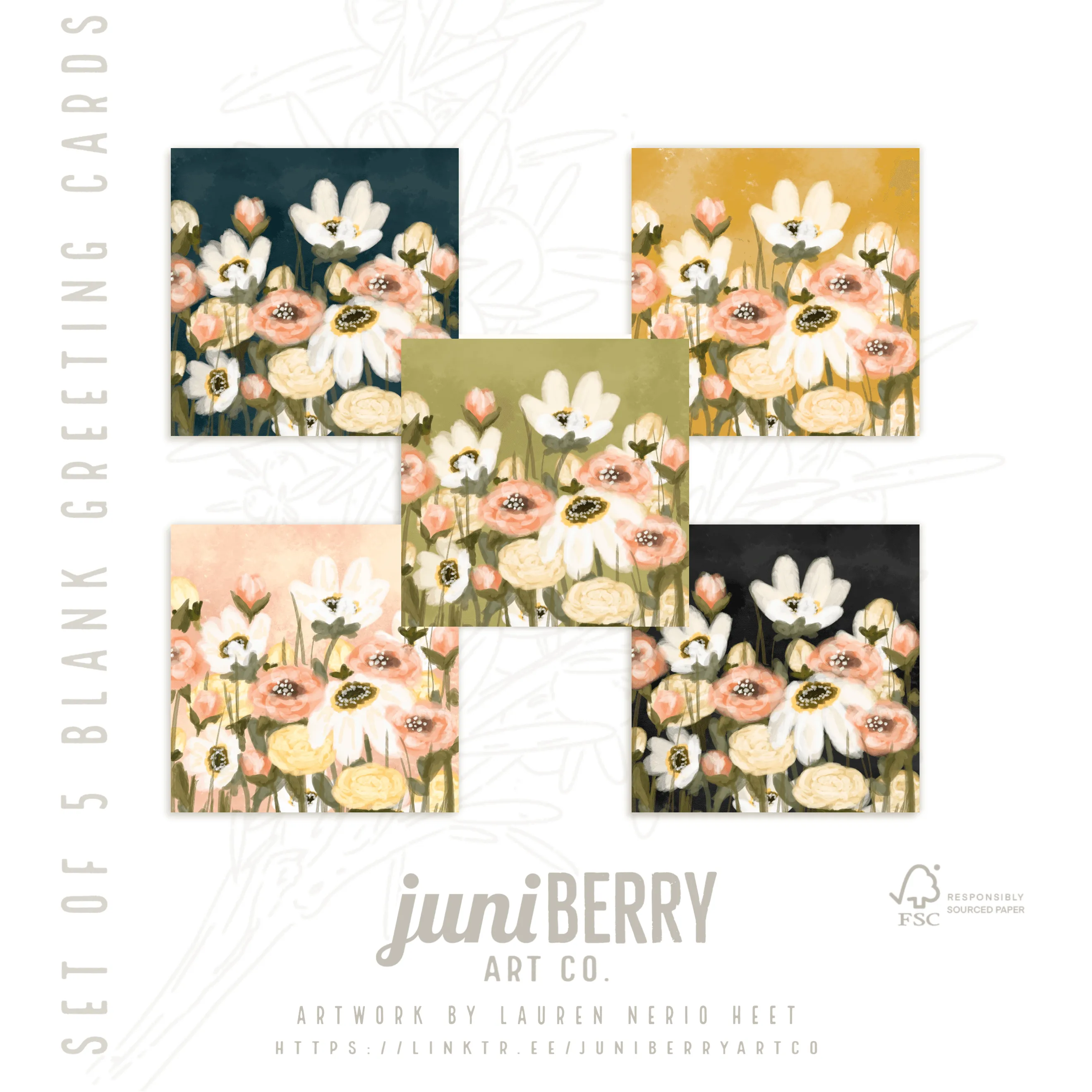 Moody Floral Note Card
