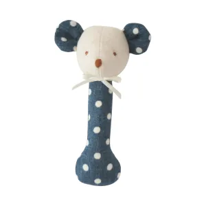 Mouse Stick Rattle Ocean Blue