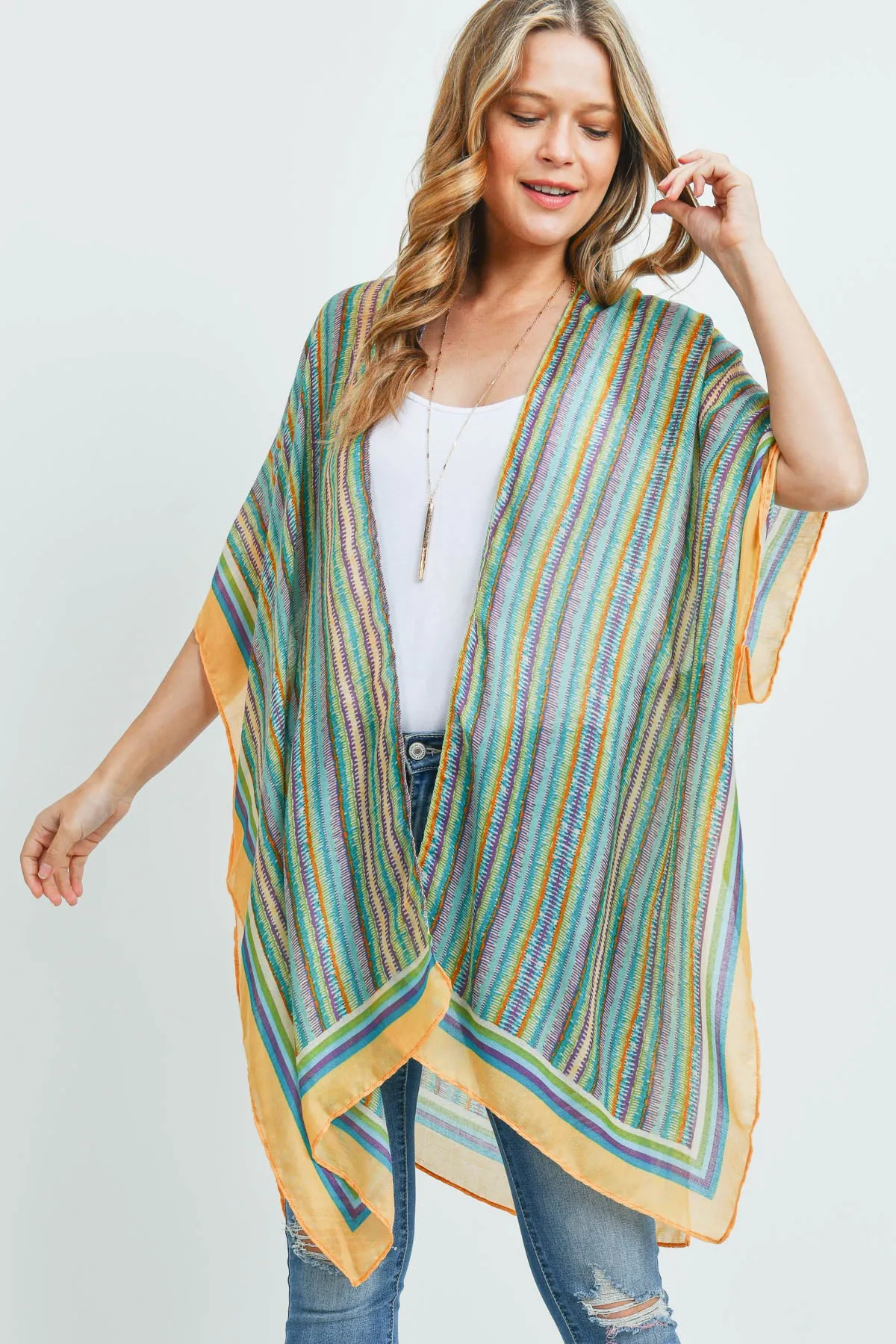 MULTI COLOR STRIPE KIMONO