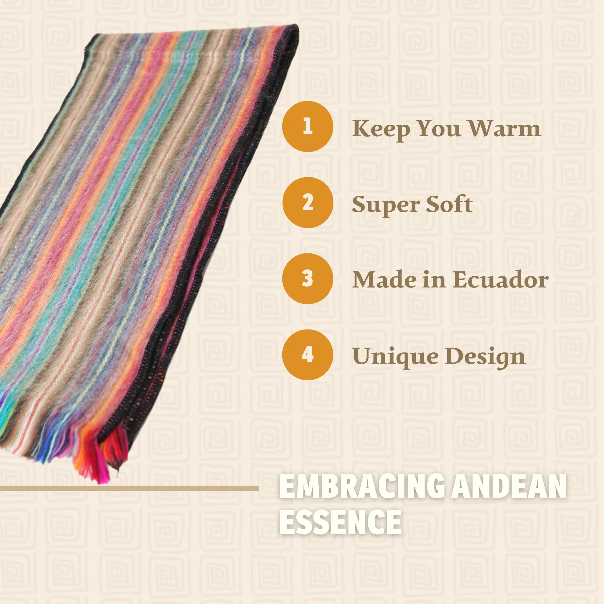 Multicolor Alpaca Traditional Scarf