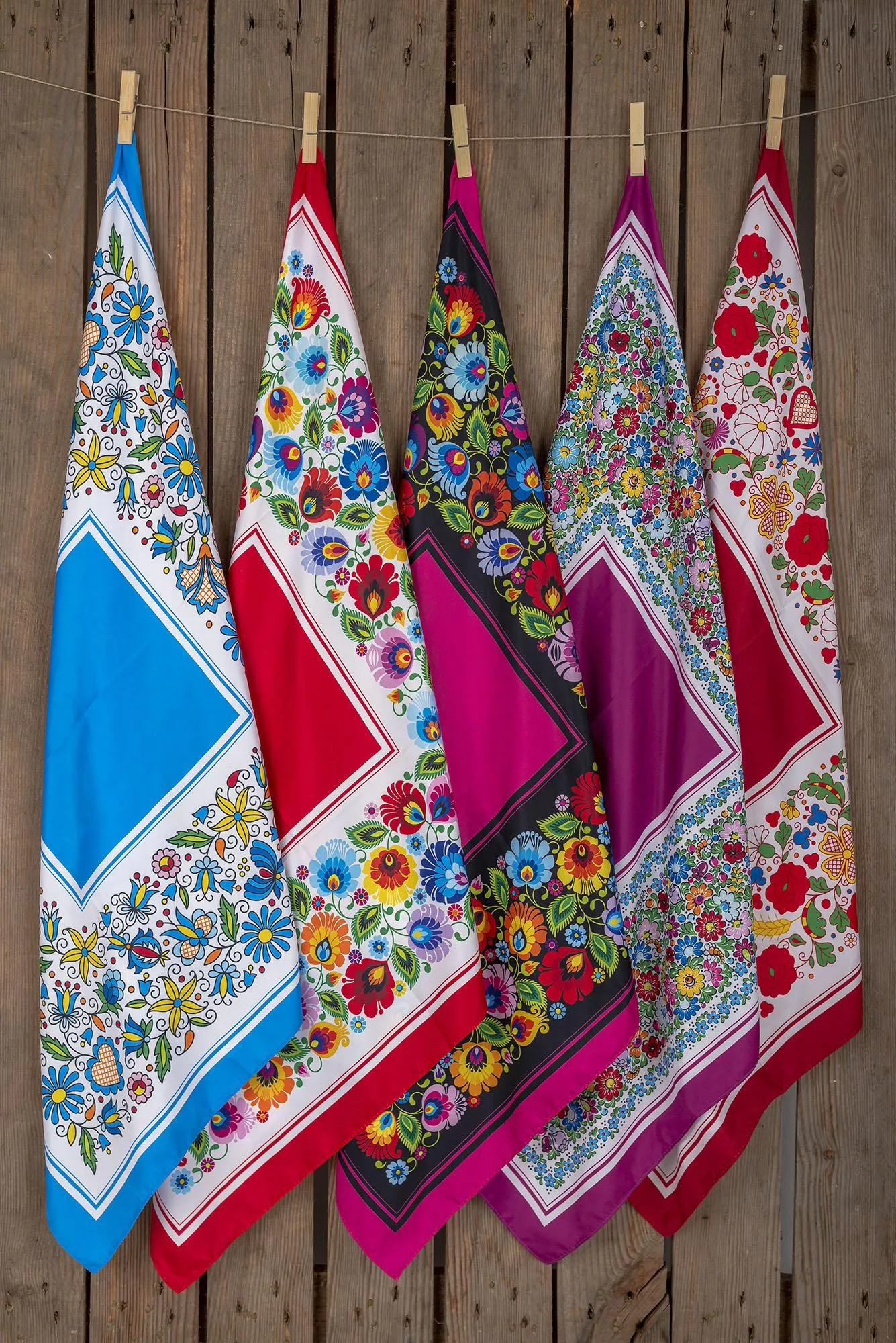 Multifunctional Modern Polish Folk Art Head Scarf - Lowicz White