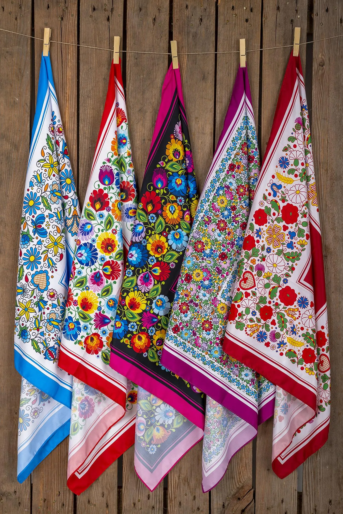 Multifunctional Modern Polish Folk Art Head Scarf - Lowicz White