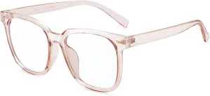 NEW Oversized Square Blue Light Blocking Glasses for Women Men Anti Glare Reduce Eyestrain Computer Glasses (Light Orange)