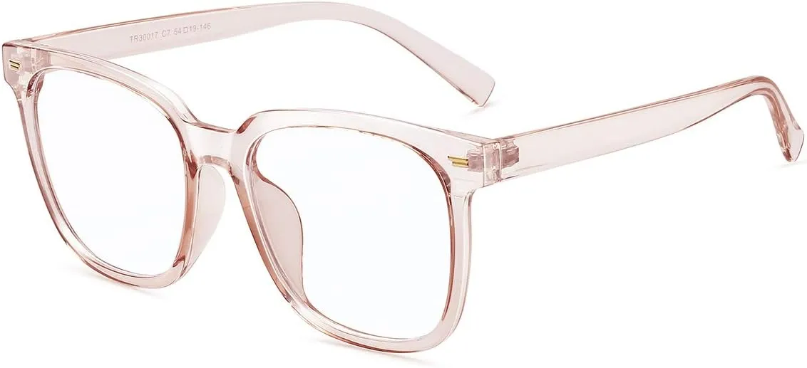 NEW Oversized Square Blue Light Blocking Glasses for Women Men Anti Glare Reduce Eyestrain Computer Glasses (Light Orange)