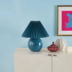 Nourison 13" Ceramic Round amp with Pleated Shade for Bedroom