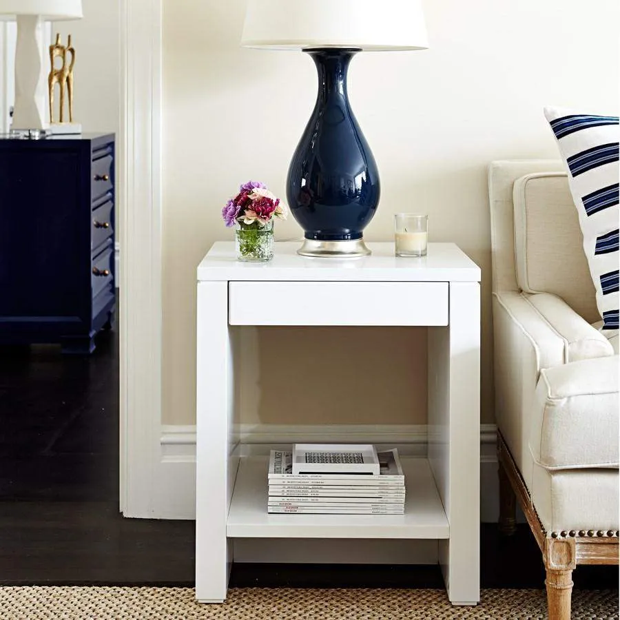 Odom 1-Drawer Side Table / White Pearl