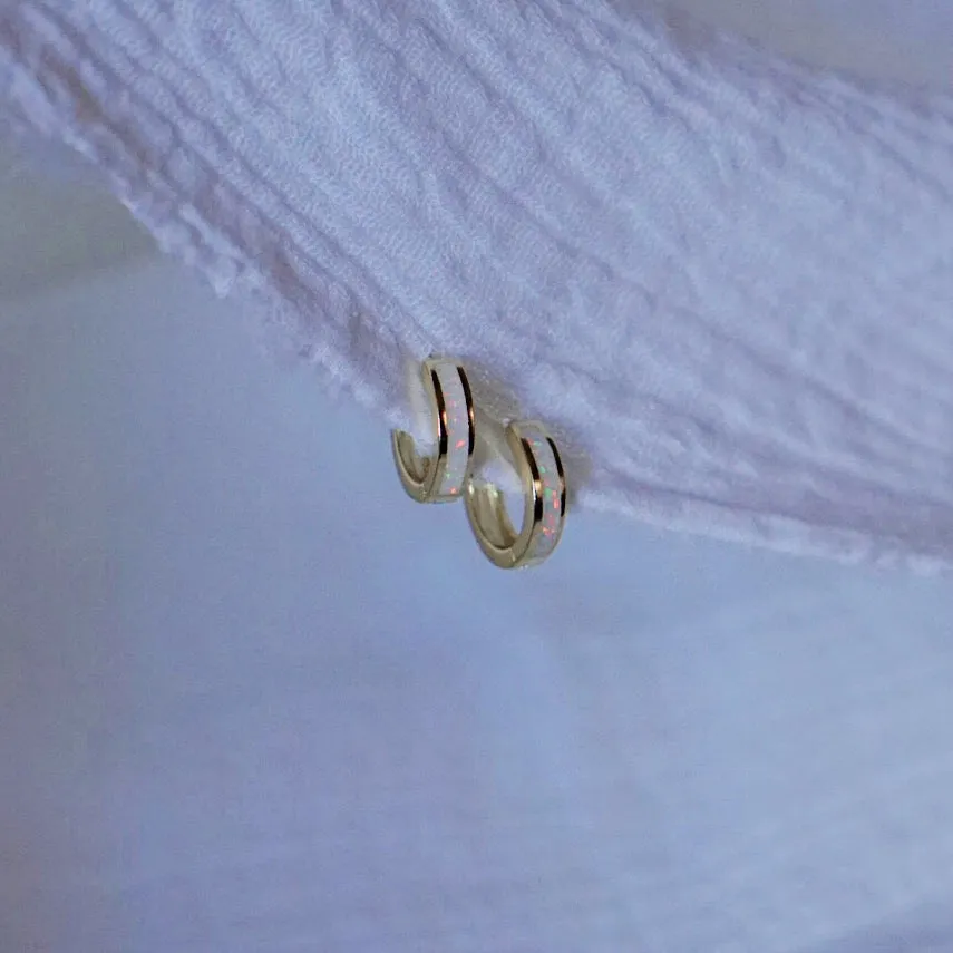Opal Huggie Earrings