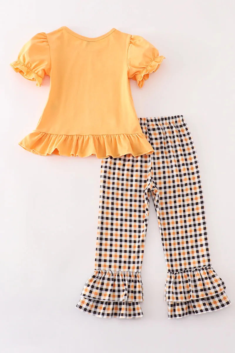 Orange Halloween Character Ghost Applique Girl Set