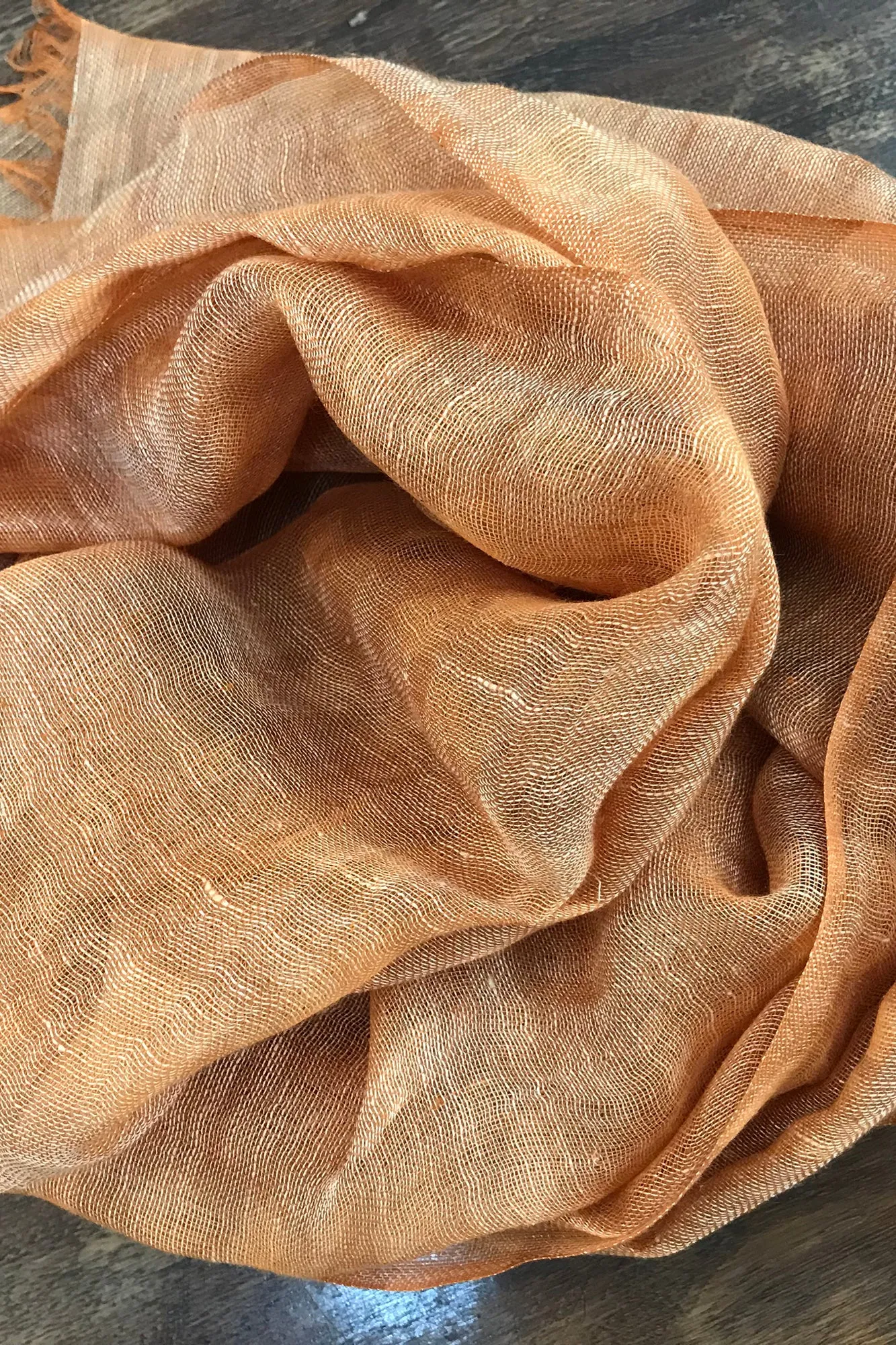 Orange SIlk Linen Cashmere Scarf