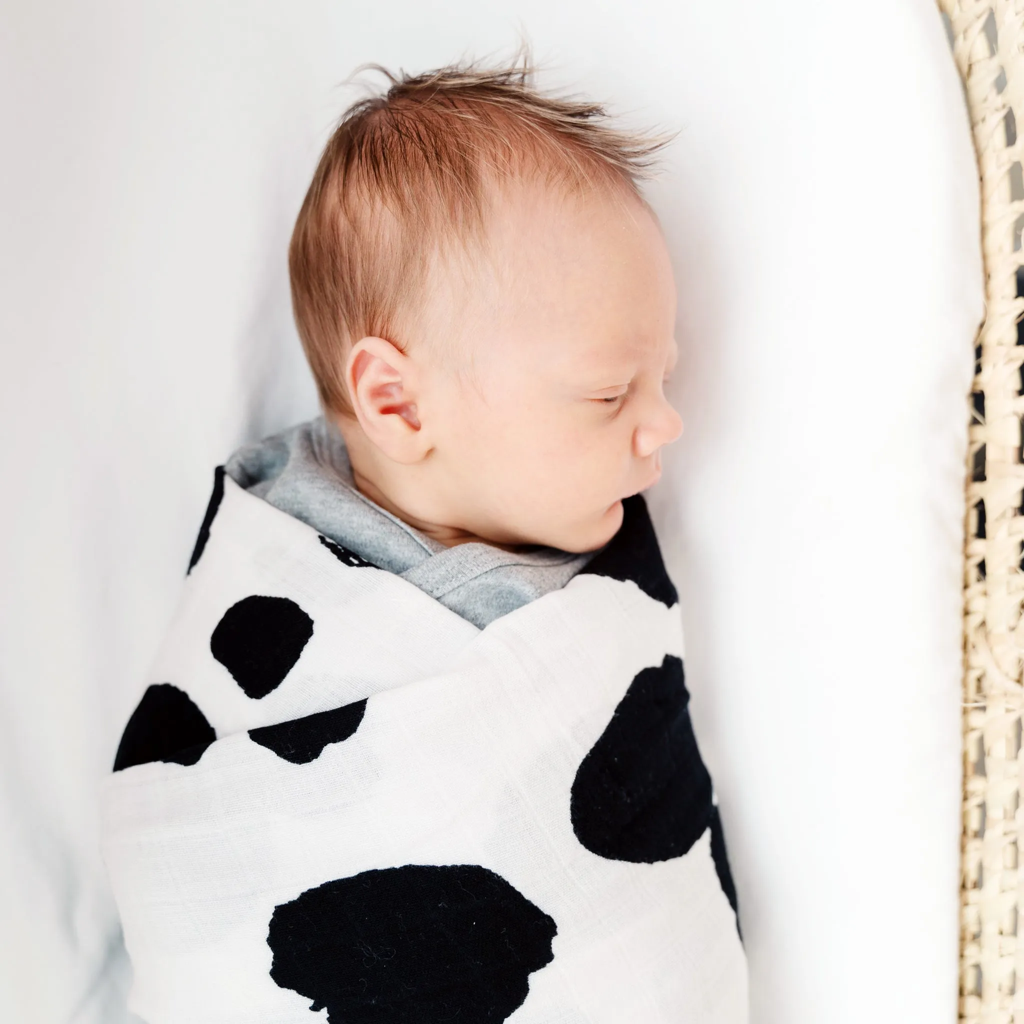 Organic Cotton Muslin Swaddle Blanket - Spotted