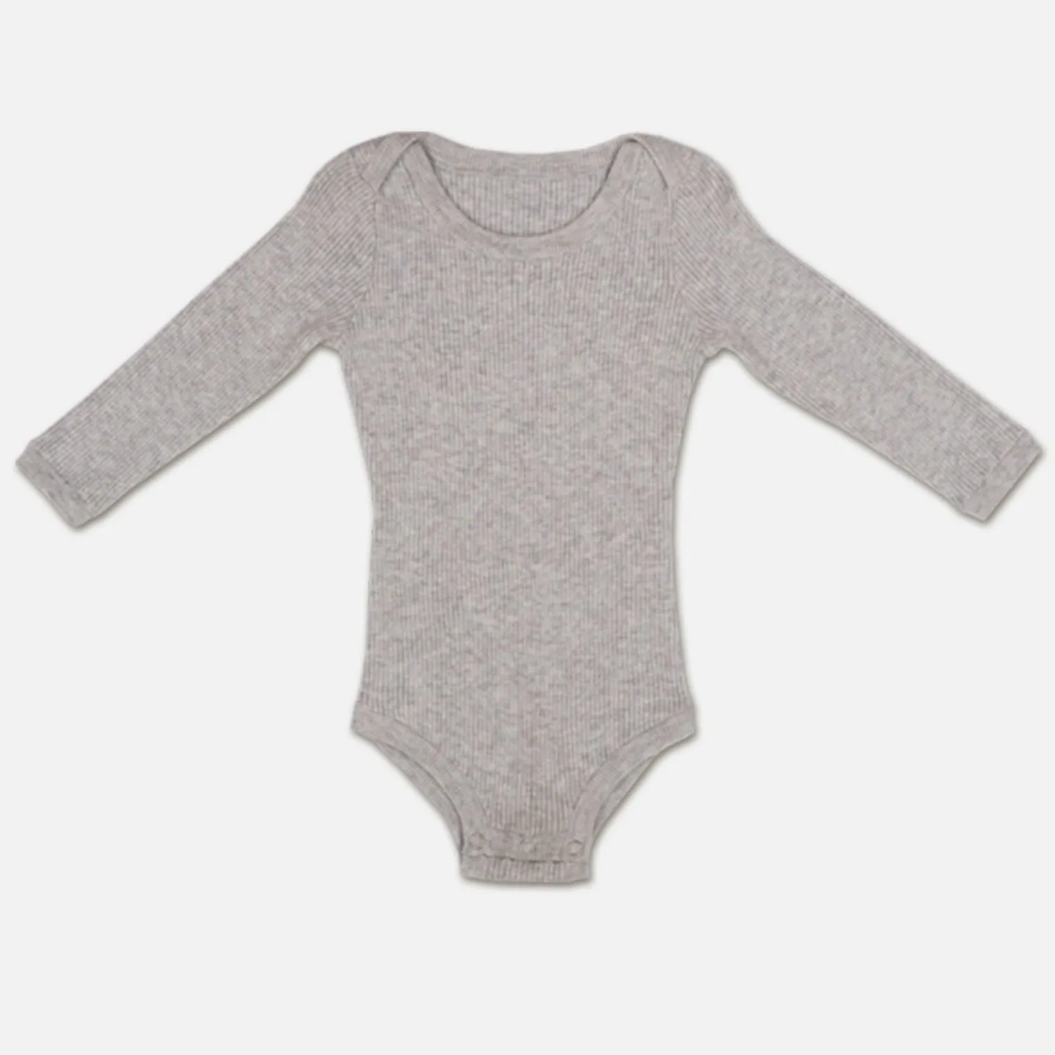 Organic Cotton Ribbed Bodysuit - Grey Marle