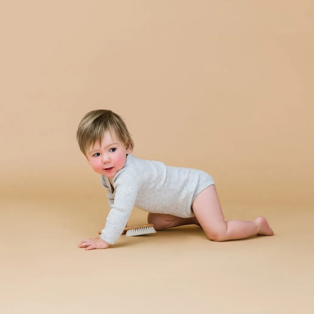 Organic Cotton Ribbed Bodysuit - Grey Marle