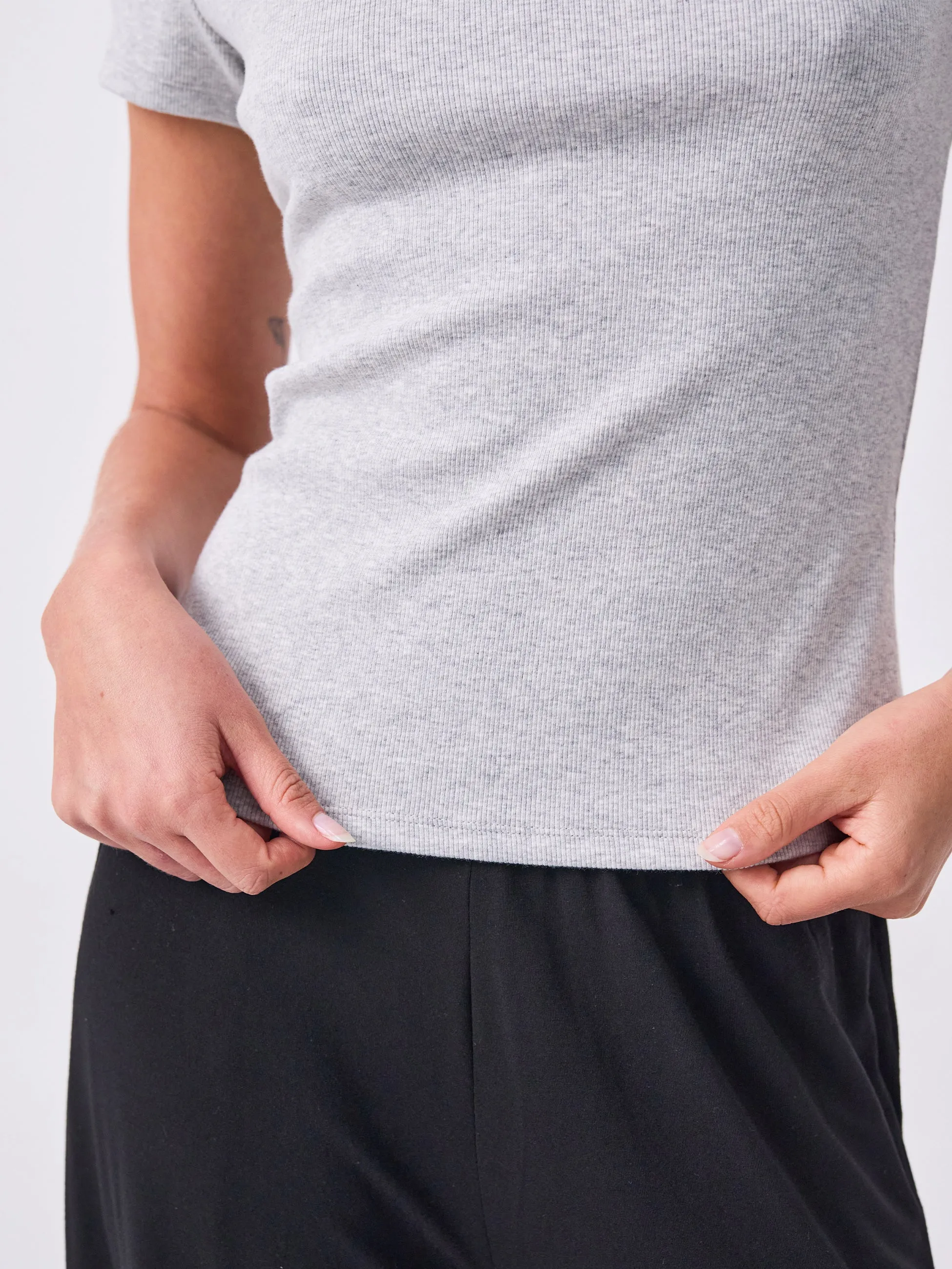 Organic Cotton Short Sleeve Tee- Marl Grey