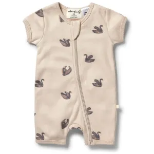 Organic Rib Boyleg Zipsuit- Little Swan