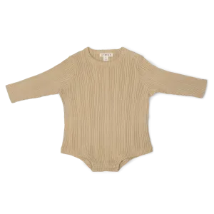 Organic Ribbed Bodysuit - Oyster