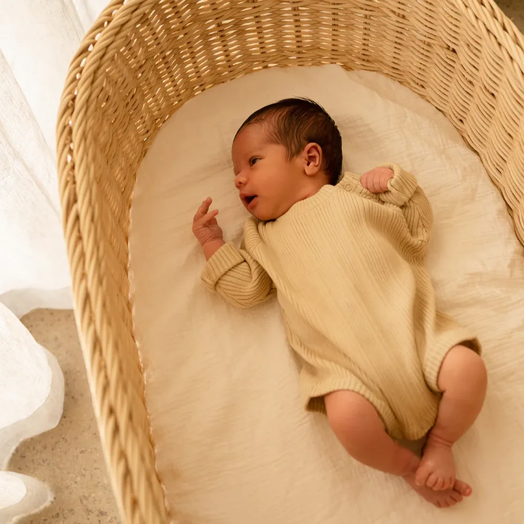 Organic Ribbed Bodysuit - Oyster