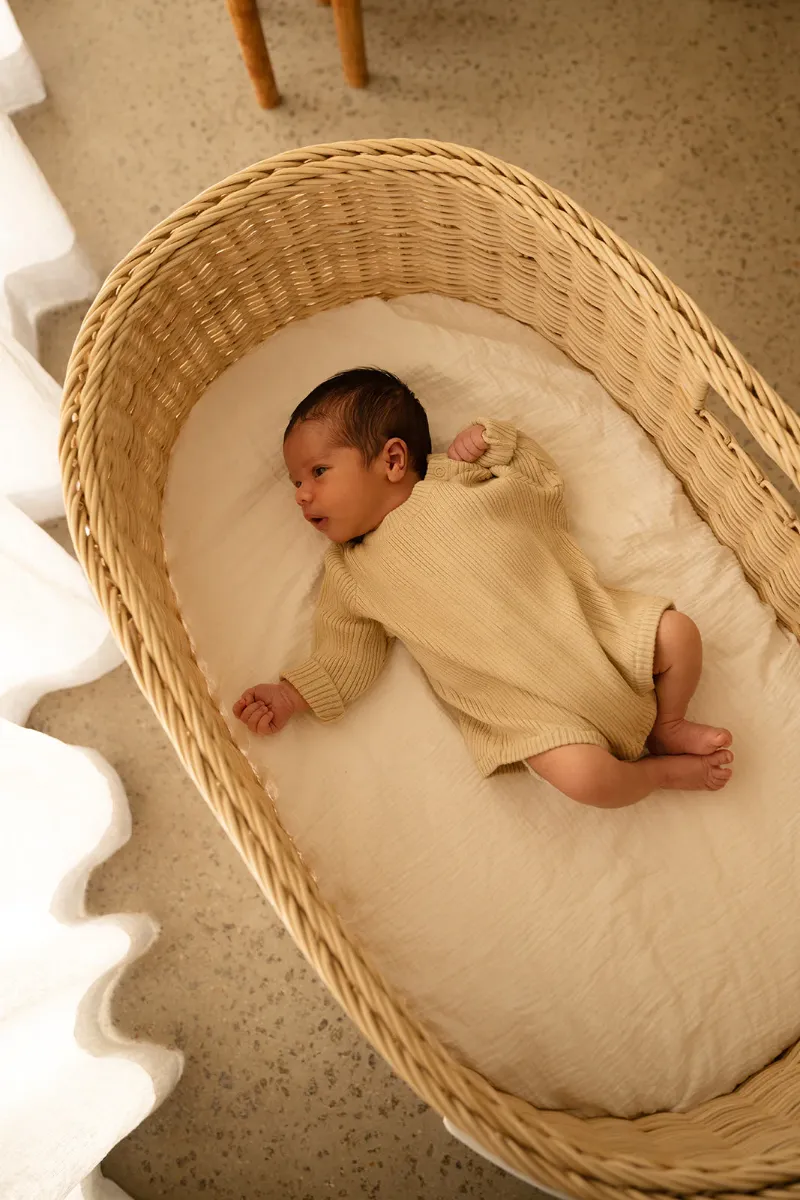 Organic Ribbed Bodysuit - Oyster