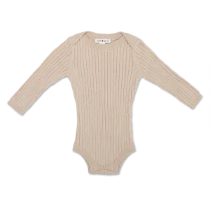 Organic Ribbed Essential Bodysuit - Pebble